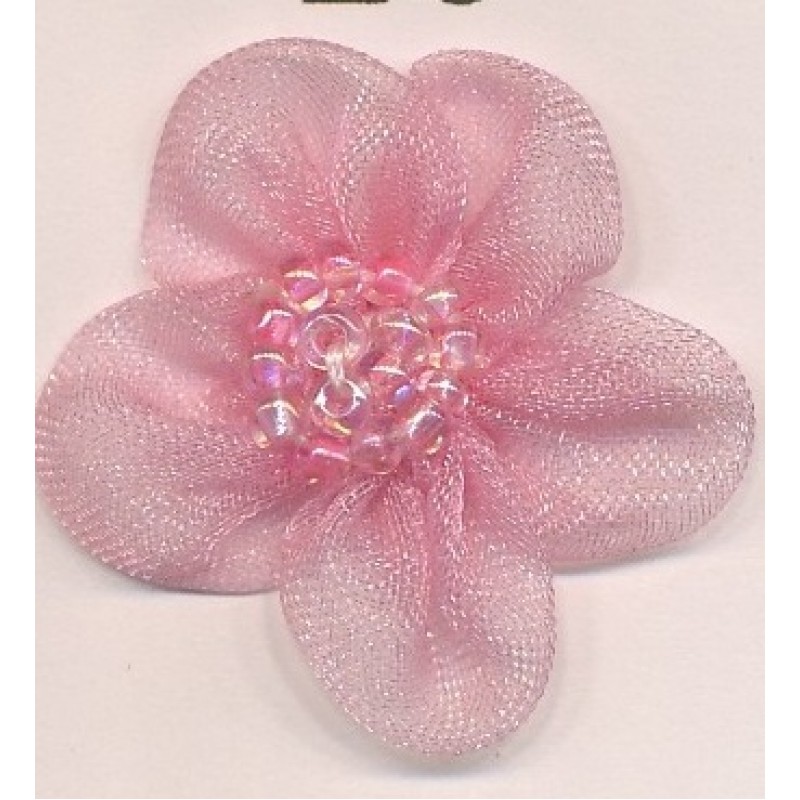 Organza Flower with Little Beads - Pink